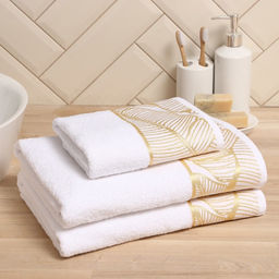 Полотенце махровое Love Life Leaves 70*140 см, белый, 100% хл, 360 гр/м2