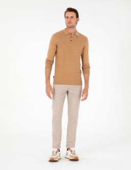 Bej Slim Fit Kanvas Pantolon