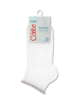 Цена за 2 пары. Носки Короткие CONTE ACTIVE (декор. резинка) белый-сиреневый - Conte elegant фото 3