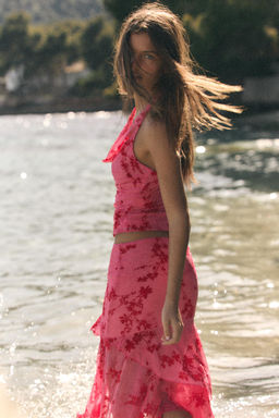 TOP HALTER TUL FLOCADO / Rosa medio - Zara фото 4