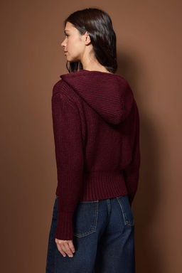 Murdum Yumusak Dokulu Kapusonlu Fermuarl? Triko H?rka TWOAW26HI00296 - Trendyolmilla фото 4