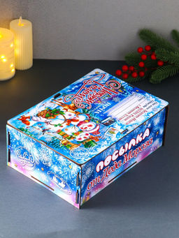 Новогодняя шкатулка подарочная Снеговики, для подарков, самосборная, 28?19.5?11 см