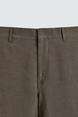 PANTAL?N REGULAR FIT TRAJE 100% LINO / Aceite - Zara фото 9