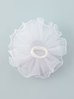 Цена за 6 шт. Бант для волос на резинке «Школьница», жатка края контраст, 16 см, сине-белый