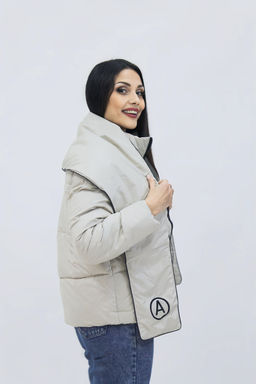 Демисезонная женская куртка весна осень +дутый шарф-косынка 8193