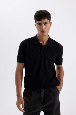 Новая футболка-поло из пике стандартного кроя с короткими рукавами