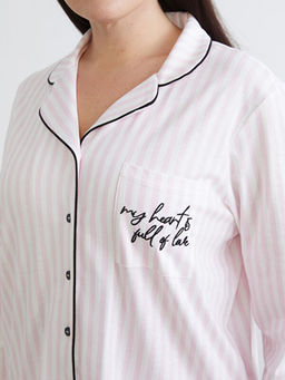 B?y?k Beden Nak??l? Kad?n Pijama Tak?m?