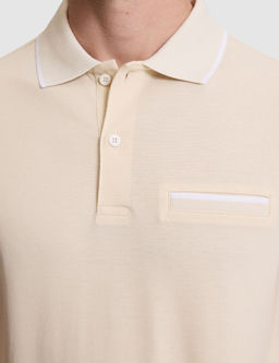 Bej Slim Fit %100 Pamuk D__meli Polo Yaka Ti__rt