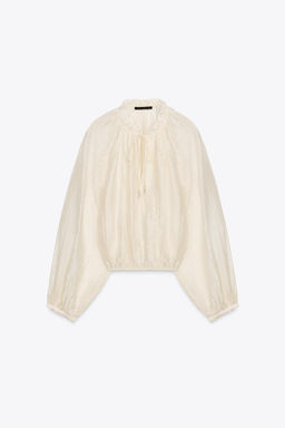 FLOWING BLOUSE WITH PUFF SLEEVES - Zara фото 6