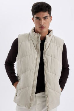 Dik Yaka Kapitone Sisme Yelek Fermuarl? Cepli