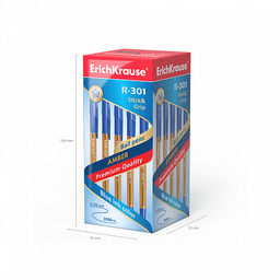 Цена за 50 шт. Ручка шариковая ErichKrause R-301 Stick&Grip Amber 0.7, цвет чернил синий (в коробке по 50 шт.)  фото 5