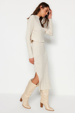 Camel Crop Basic Etekli Triko Alt - Ust Tak?m TWOAW23AU00170 - Trendyolmilla фото 7