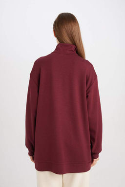 Толстовка-туника с высоким воротником и молнией стандартного кроя - Defacto фото 6