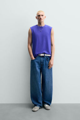 CAMISETA TANK PUNTO ALGOD?N / Azul el?ctrico