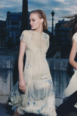 VESTIDO MIDI ESTAMPADO ZW COLLECTION / Crudo / Azul - Zara фото 6