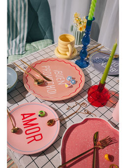 Тарелки SL Home Уроки испанского: Amor - Te amo, d=22 см, набор 2 шт., фарфор, белые, розовые
