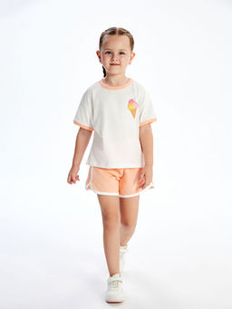 Dondurma Bask?l? K?z ?ocuk Ti??rt ve ?ort 2li