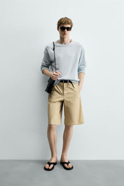 BERMUDA LAVADA RELAXED FIT / Amarillo claro