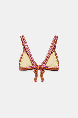 TOP BIKINI TIRAS CROCHET / Amarillo - Zara фото 4