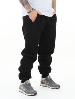 48579 BLACK Брюки спортивные утепленные мужские (50% хлопок, 50% полиэстер)