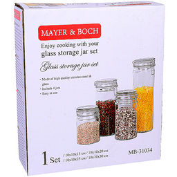 31034 Набор банок д/сыпучих продуктов 4 шт 0,8/1,1/1,4/1,9л стекло/полипроп MB (х4) - Mayer&boch фото 5