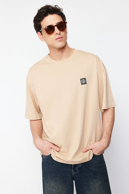 Bej Oversize Pusula Etiketli %100 Pamuklu T-Shirt TMNSS24TS00111 - Trendyolmilla фото 5