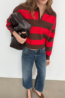 STRIPED KNIT POLO JUMPER - Zara фото 9