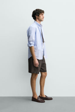 BERMUDA REGULAR FIT 100% LINO / Marr?n