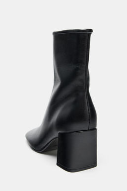 LEATHER BLOCK HEEL ANKLE BOOTS - Zara фото 5