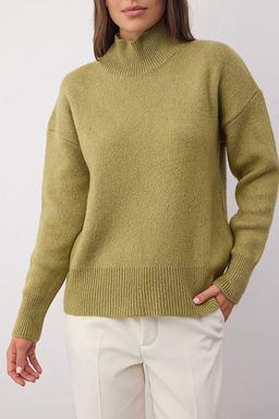 Wardrobe Essentials Yag Yesil Yun Kar?s?ml? Genis Kal?p Yumusak Dokulu Triko Kazak | TWOAW26KZ00063