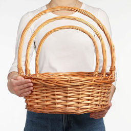 Корзина плетёная для хранения Kori, лоза, светло-коричневая, набор 3 шт.