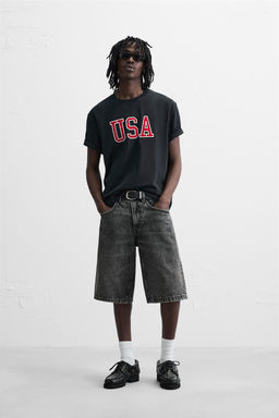 BASIC BAGGY FIT DENIM BERMUDA - Zara фото 31