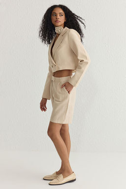 TRENDYOLMILLA Haki Keten Gorunumlu Regular Boy Dokuma Sort & Bermuda TWOSS25SR00030 фото 2