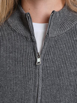 Джемпер оверсайз на молнии для девочки 33-7596 серый