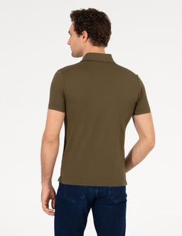 Haki Polo Yaka Slim Fit Basic Merserize T-shirt