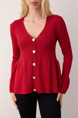 K?rm?z? Peplum Detayl? Triko H?rka TWOAW26HI00271 - Trendyolmilla фото 3