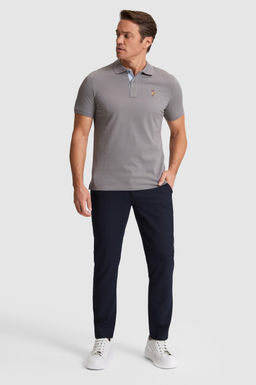 Erkek Gri Regular Fit Polo Yaka Basic Ti__rt