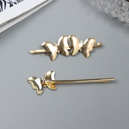 Невидимки для волос «Бенте», набор 2 шт., бабочка, 6 см, золото