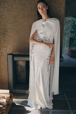 VESTIDO JACQUARD ABALORIOS LENTEJUELAS / crudo-blanco - Zara фото 4