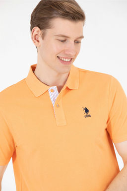 Мужская оранжевая базовая футболка с воротником поло - U.s. polo assn фото 16