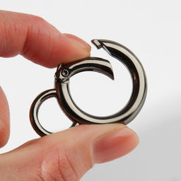 Кольцо-карабин, 37 мм, d=42/30 мм, толщина-4 мм, с креплением 20×5 мм, 5 шт., цвет чёрный никель