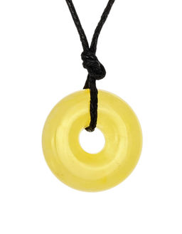 Миниатюрная подвеска в форме колечка из медового янтаря Донат