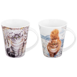 Набор кружек 2 пр. 350 мл 12*9*11 см "Коты" фарфор NEW BONE CHINA