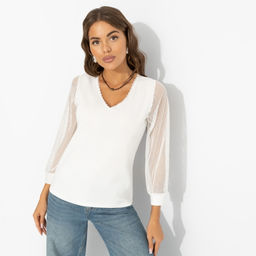 Блуза комбинированная, Попала в сказку (lactic) - Charutti фото 2