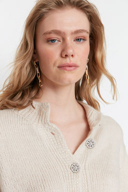 Tas Yumusak Dokulu Mucevher Dugmeli Ceket Gorunumlu Triko H?rka TWOAW21HI0034