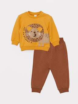 Bisiklet Uzun Kollu Bask?l? Erkek Bebek Sweatshirt ve E?ofman Alt 2li Tak?m