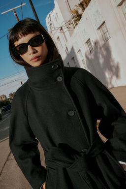 LONG WOOL COAT WITH HIGH NECK - Zara фото 8