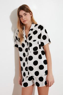 Trendyolmilla Fusya Puantiyeli Viskon Sortlu Dokuma Pijama Tak?m? THMSS20PT0306  фото 5