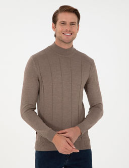 Vizon Melanj Slim Fit Yar_m Bal_k__ Yaka Triko Kazak - Pierre cardin фото 3