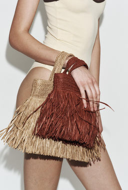 MINI BOLSO DE MANO FLECOS / Rojo Burdeos